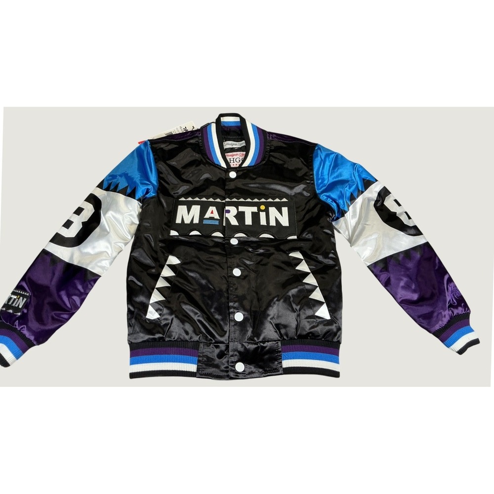 Headgear Classics Youth XS Martin‎ 8 Ball Satin Snap Jacket Black Purple NWT